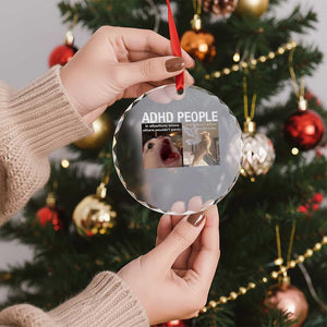 ADHD Cat Meme Crystal Glass Ornament Funny Panic Cat Mental Health Awareness TS10 Print Your Wear