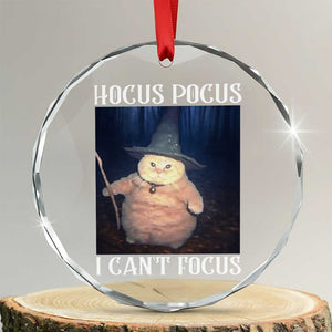 ADHD Cat Meme Crystal Glass Ornament Neurodivergent Wizard Cat I Cant Focus TS10 Transparent Glass 3'' Circle Print Your Wear