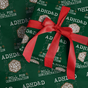 ADHD&D Roll for Concentration Wrapping Paper Roll ADHD Roll For Concentration Funny Gamer TS10 Green Print Your Wear