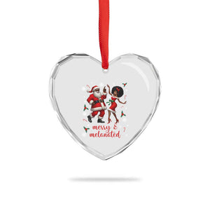 African American Christmas Heart Crystal Glass Ornament Funny Dancing Black Santa And Mrs Claus Merry And Melanated TS12 Print Your Wear