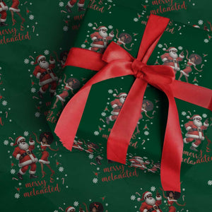 African American Christmas Wrapping Paper Roll Funny Dancing Black Santa And Mrs Claus Merry And Melanated TS12 Green Print Your Wear