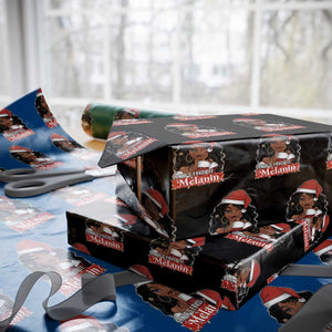 African American Christmas Wrapping Paper Roll Santa's Favorite Melanin Santa Girl TS11 Black Print Your Wear