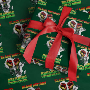 African American Civil Rights Gift Wrapping Paper Roll Breaking Every Chain TS12 Green Print Your Wear