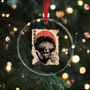 African American Female Samurai Warrior Crystal Glass Ornament Japanese Art Black Onna Bugeisha TS11 Print Your Wear
