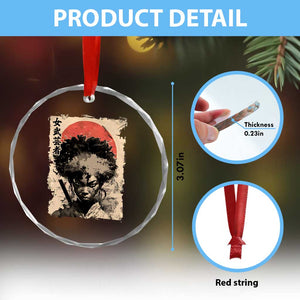 African American Female Samurai Warrior Crystal Glass Ornament Japanese Art Black Onna Bugeisha TS11 Print Your Wear