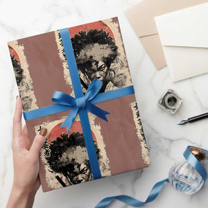 African American Female Samurai Warrior Wrapping Paper Roll Japanese Art Black Onna Bugeisha TS11 Mocha Print Your Wear