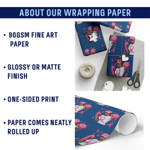 African American Fighter Breast Cancer Awareness Wrapping Paper Roll Pink Ribbon - Print Your Wear