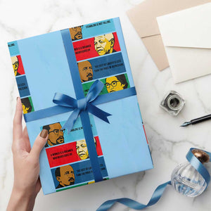 African American Leaders History Quote Gift Wrapping Paper Roll TS12 Light Blue Print Your Wear
