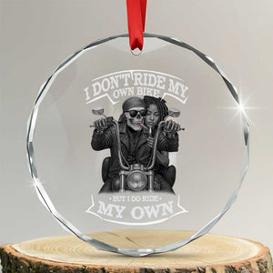 African American Motorcycle Crystal Glass Ornament Skeleton Biker TS14 Transparent Glass 3'' Circle Print Your Wear