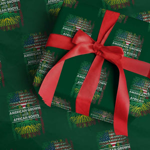 African American Pride Wrapping Paper Roll American Grown With African Roots African American Flag Tree TS02 Green Print Your Wear