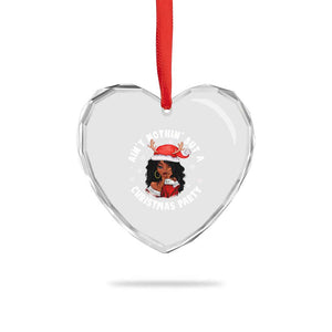 African American Santa Lady Heart Crystal Glass Ornament Ain't Nothin' But A Christmas Party TS09 Print Your Wear