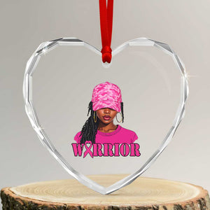 African American Warrior Breast Cancer Heart Crystal Glass Ornament Pink Ribbon TS11 Transparent Glass 3'' Heart Print Your Wear
