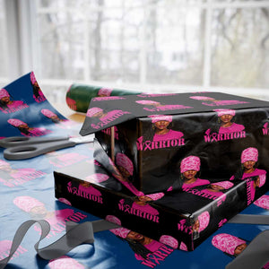 African American Warrior Breast Cancer Wrapping Paper Roll Pink Ribbon TS11 Black Print Your Wear