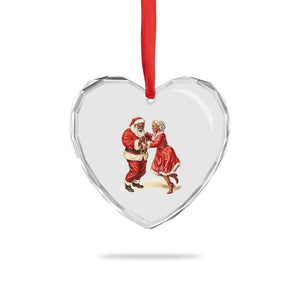 African American Xmas Heart Crystal Glass Ornament Black Santa Mr Mrs Claus Dancing TS09 Print Your Wear