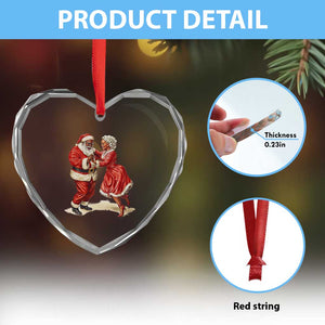 African American Xmas Heart Crystal Glass Ornament Black Santa Mr Mrs Claus Dancing TS09 Print Your Wear