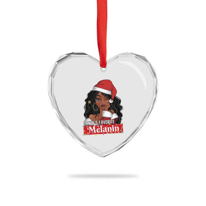 African American Xmas Heart Crystal Glass Ornament Santa's Favorite Melanin Santa Girl TS11 Print Your Wear