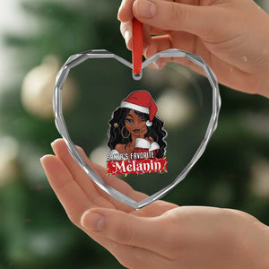 African American Xmas Heart Crystal Glass Ornament Santa's Favorite Melanin Santa Girl TS11 Print Your Wear