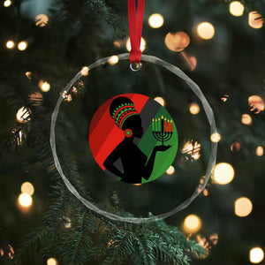 African Woman With Kinara Crystal Glass Ornament Happy Kwanzaa Cultural Pride Gift - Print Your Wear