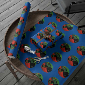 African Woman With Kinara Wrapping Paper Roll Happy Kwanzaa Cultural Pride Gift TS12 Blue Print Your Wear
