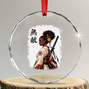 Afro African Pride Samurai Black Girl Crystal Glass Ornament Vintage Japanese Sumie Katana Graphic
