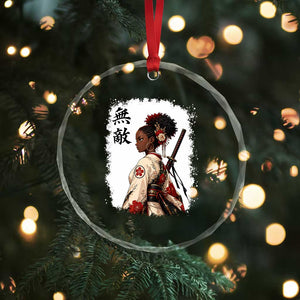 Afro African Pride Samurai Black Girl Crystal Glass Ornament Vintage Japanese Sumie Katana Graphic