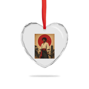 Afro American Samurai Bushido Warrior Heart Crystal Glass Ornament Vintage Japanese Ukiyoe Graphic