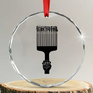 Afro Pick Comb Strong Black Power Fist Crystal Glass Ornament TS11 Transparent Glass 3'' Circle Print Your Wear
