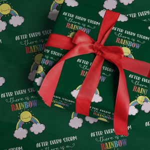 After Every Storm There Is A Rainbow Wrapping Paper Roll Sentimental Pregnancy Announcement TS11 Green Print Your Wear