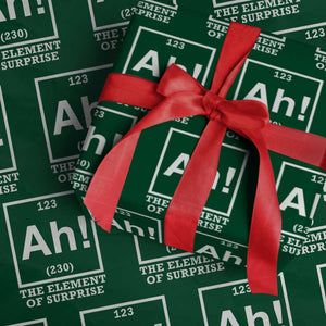 Ah The Element Of Surprise Wrapping Paper Roll Funny Chemistry Science Pun TS11 Green Print Your Wear