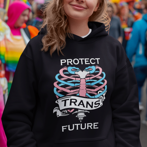Protect Trans Kids Skeleton Hoodie Transgender Future LGBT Pride Flag LGBTQ Support TS02 Printyourwear