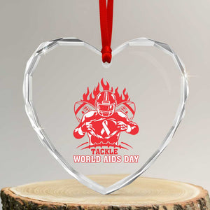 AIDS Awareness Heart Crystal Glass Ornament Ribbon HIV Tackle Football Gift TS12 Transparent Glass 3'' Heart Print Your Wear