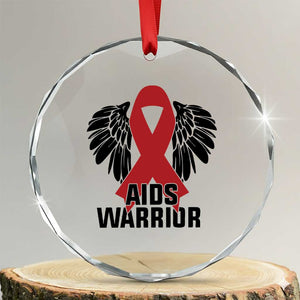 Aids Warrior Crystal Glass Ornament Red Ribbon HIV Awareness Gift TS12 Transparent Glass 3'' Circle Print Your Wear