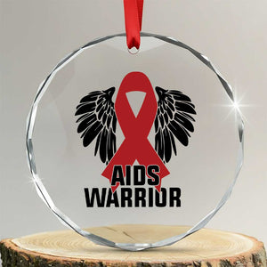 Aids Warrior Crystal Glass Ornament Red Ribbon HIV Awareness Gift TS12 Transparent Glass 3'' Circle Print Your Wear