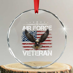 Air Force Veteran Crystal Glass Ornament Bald Eagle Vintage American Flag TS11 Transparent Glass 3'' Circle Print Your Wear