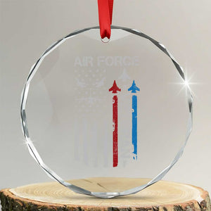 Air Force Veteran Crystal Glass Ornament Distressed American Flag Retired Dad Grandpa TS10 Transparent Glass 3'' Circle Print Your Wear