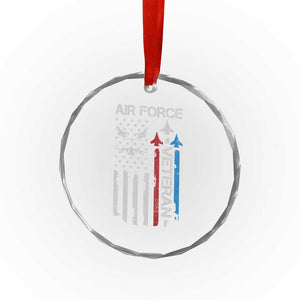 Air Force Veteran Crystal Glass Ornament Distressed American Flag Retired Dad Grandpa TS10 Print Your Wear