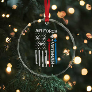 Air Force Veteran Crystal Glass Ornament Distressed American Flag Retired Dad Grandpa TS10 Print Your Wear