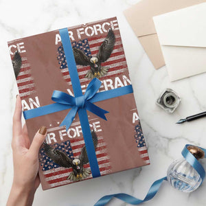 Air Force Veteran Wrapping Paper Roll Bald Eagle Vintage American Flag TS11 Mocha Print Your Wear