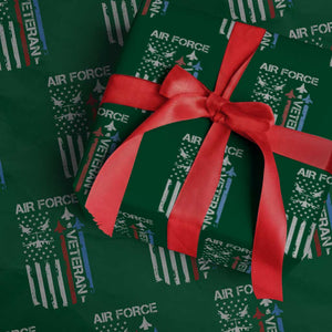 Air Force Veteran Wrapping Paper Roll Distressed American Flag Retired Dad Grandpa TS10 Green Print Your Wear