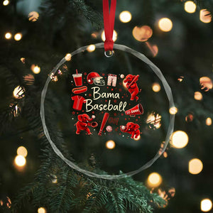 Alabama Baseball Crystal Glass Ornament Cute Trendy Bama Fan Game Day Doodle TS10 Print Your Wear