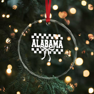 Alabama Fan Crystal Glass Ornament AL State Sport Coquette Bow Checkered Design Game Day TS11 Print Your Wear