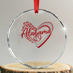 Alabama Fan Crystal Glass Ornament Bama Baseball Leopard Heart Graphic Game Day TS10 Transparent Glass 3'' Circle Print Your Wear