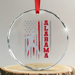 Alabama Fan Crystal Glass Ornament Vintage Bama Baseball Lovers American Flag AL State TS10 Transparent Glass 3'' Circle Print Your Wear