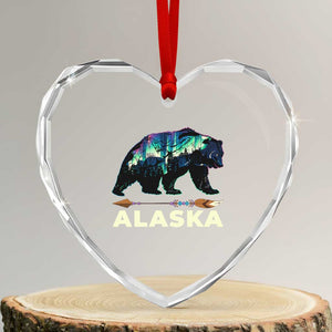 Alaska Heart Crystal Glass Ornament Alaskan Night Sky Northern Lights Aurora Bear TS10 Transparent Glass 3'' Heart Print Your Wear