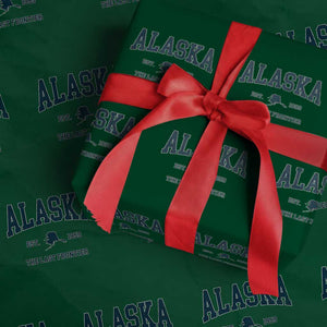 Alaska Wrapping Paper Roll Vintage Sports Design The Last Frontier Souvenirs TS10 Green Print Your Wear