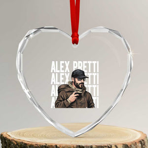 Alex Pretti Heart Crystal Glass Ornament Minneapolis Hero Nurse Community Support Gift TS12 Transparent Glass 3'' Heart Print Your Wear