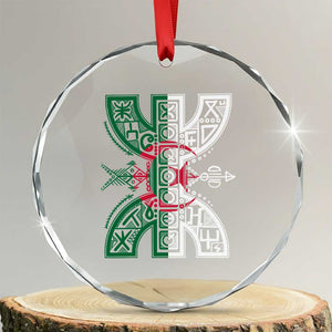 Algeria Amazigh Berber Yaz Symbol Algerian Flag Heritage Graphic Crystal Glass Ornament Traditional North African Tribal Culture Art