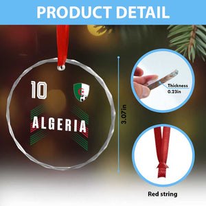 Algeria Soccer Sports Graphic Number 10 Jersey Style Crystal Glass Ornament Proud Algerian Football Fans Game Day Maghreb Pride