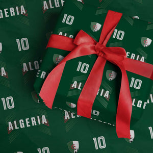 Algeria Soccer Sports Graphic Number 10 Jersey Style Wrapping Paper Roll Proud Algerian Football Fans Game Day Maghreb Pride
