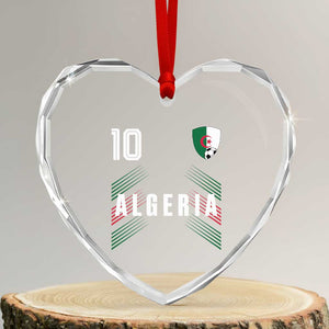 Algeria Soccer Sports Graphic Number 10 Jersey Style Heart Crystal Glass Ornament Proud Algerian Football Fans Game Day Maghreb Pride